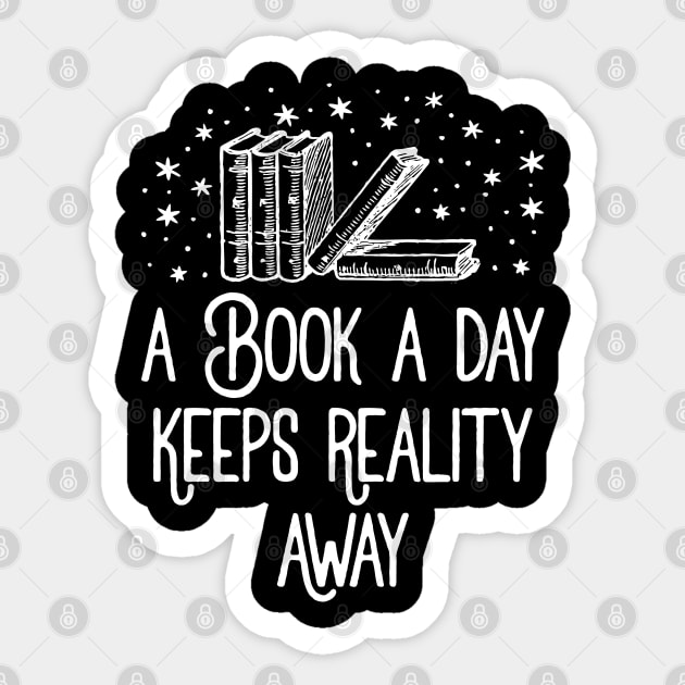 A Book A Day Keeps Reality Away Sticker by DesiOsarii